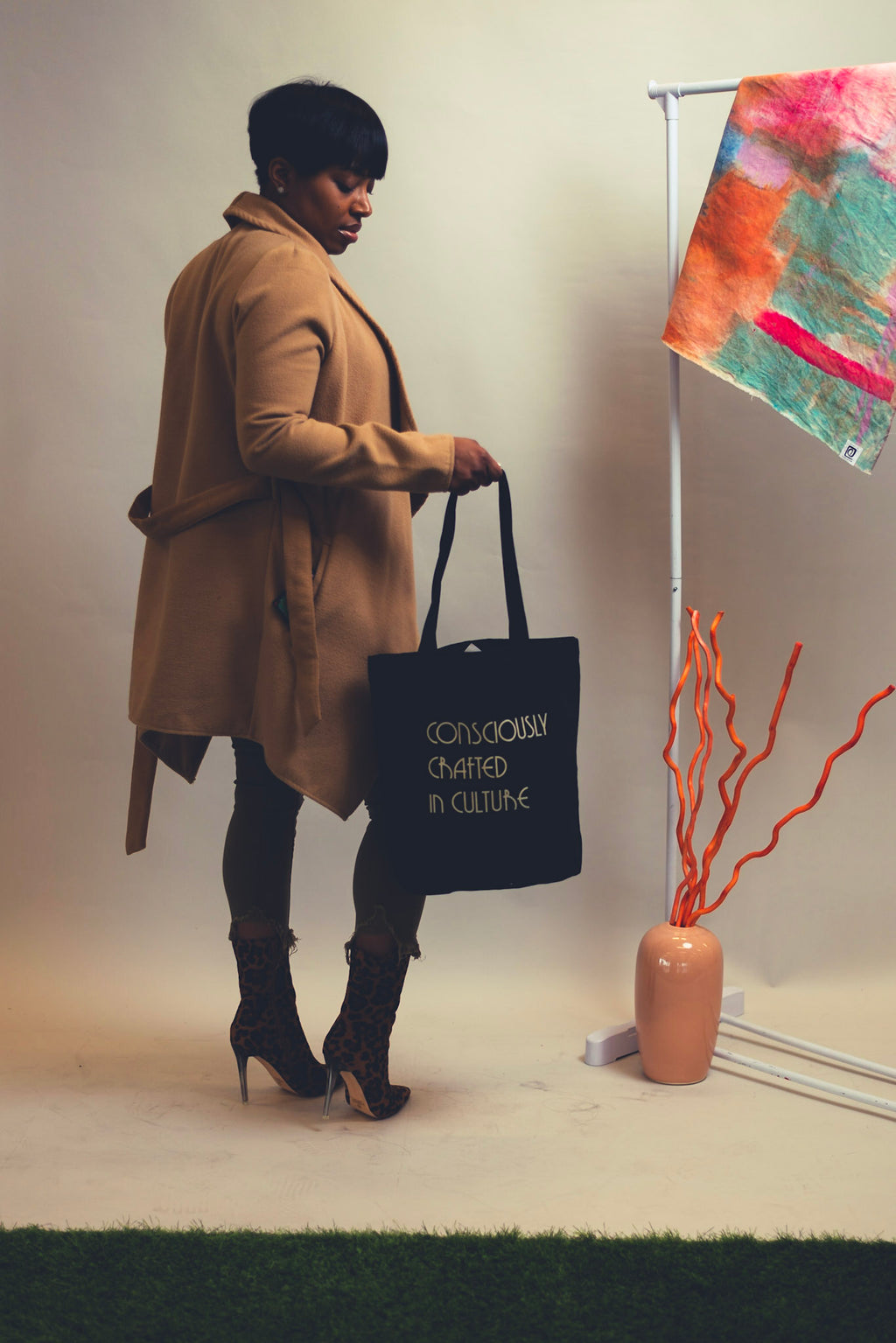 Deeply Rooted Totes | BLACK, TAN Letters