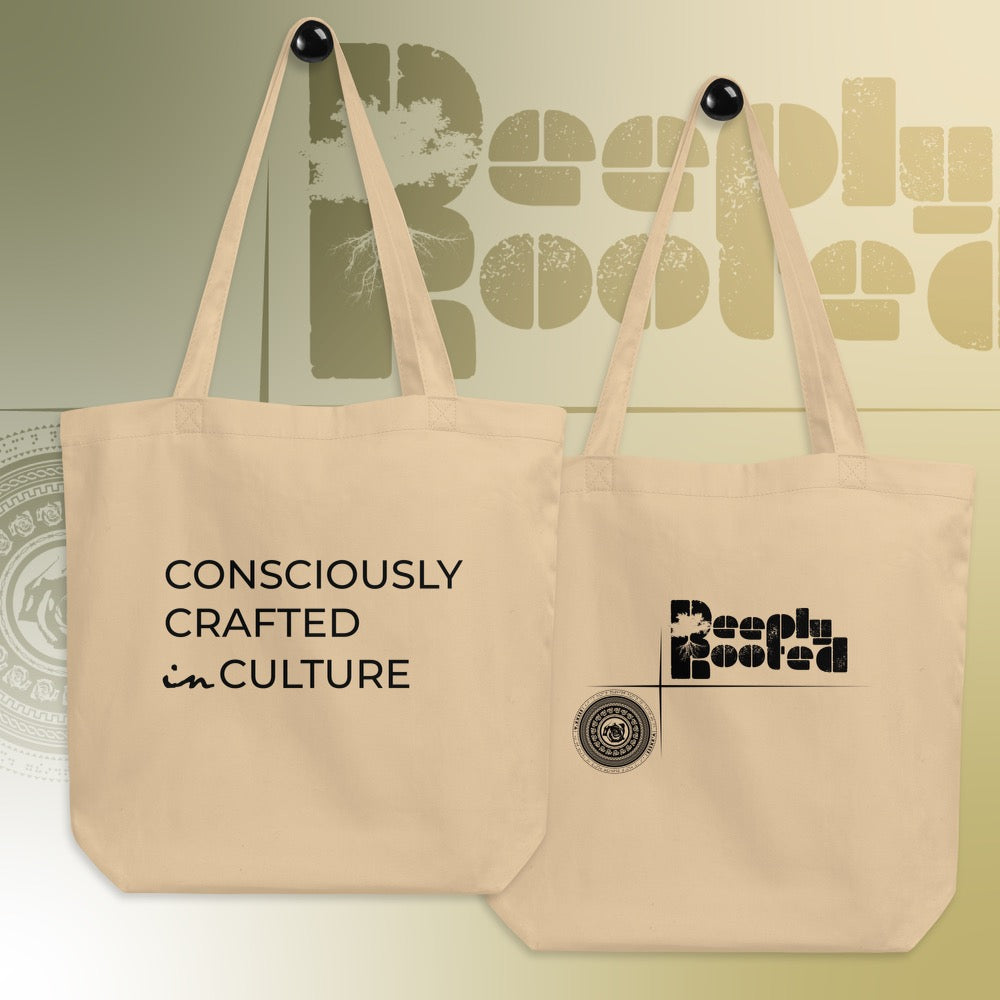 Deeply Rooted Totes | TAN, Black Letters